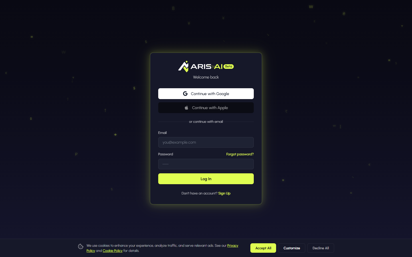 ArisAI Login — Multi-OAuth